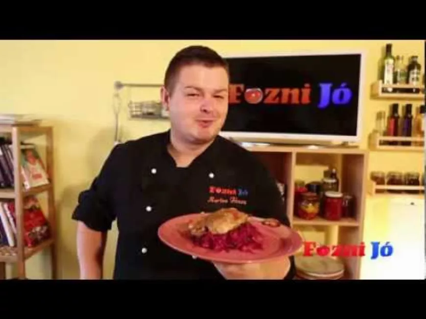 Sült kacsa comb, párolt vöröskáposztával